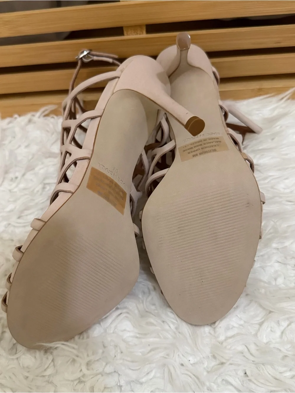 NWOT Steve Madden Nude Caged Gladiator Stiletto Heels Size 8